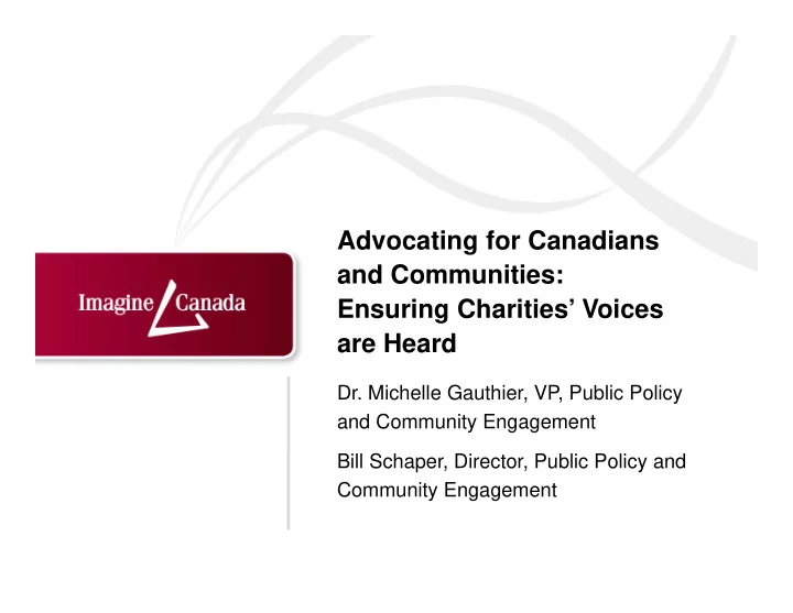 advocating for canadians and communities ensuring