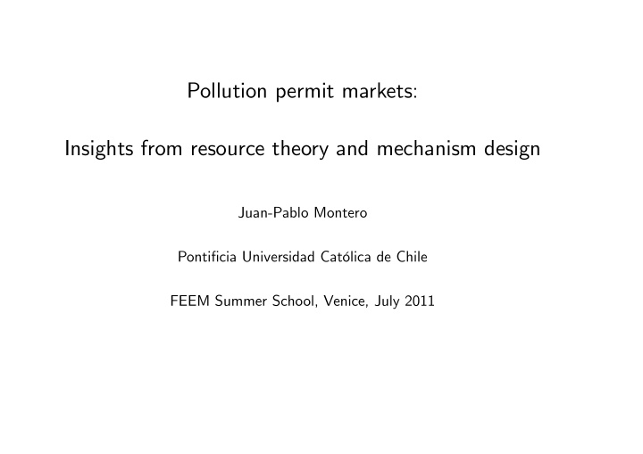 pollution permit markets insights from resource theory
