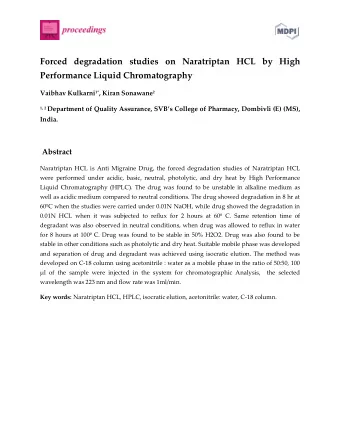 Forced degradation studies on Naratriptan HCL by High  Performance Liquid Chromatography Vaibhav