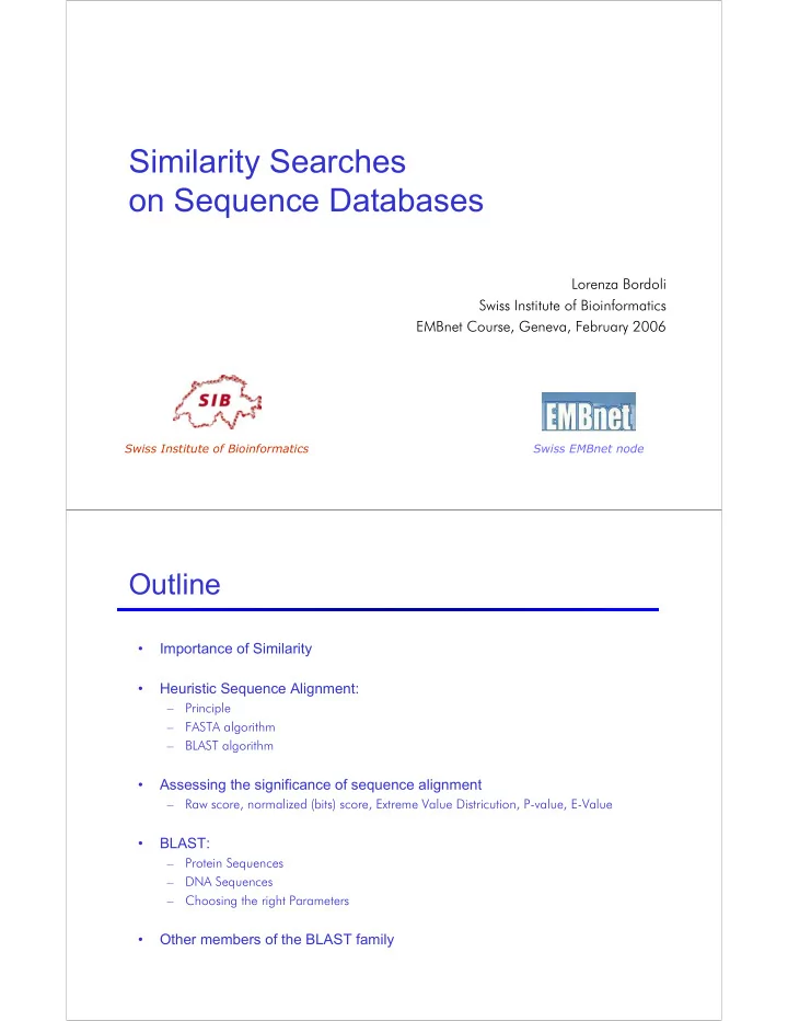 similarity searches on sequence databases