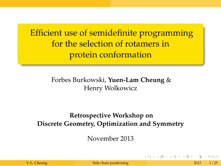 e ffi cient use of semidefinite programming for the