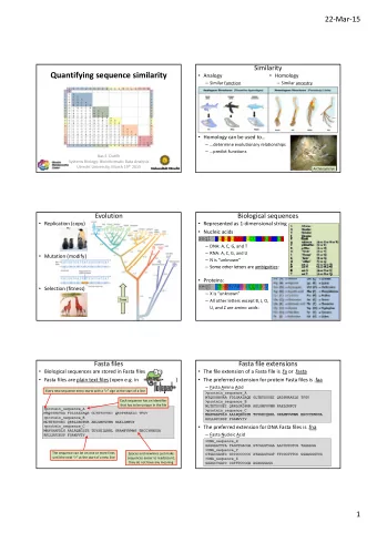 Quantifying sequence similarity  Analogy  Homology  Similar function  Similar ancestry