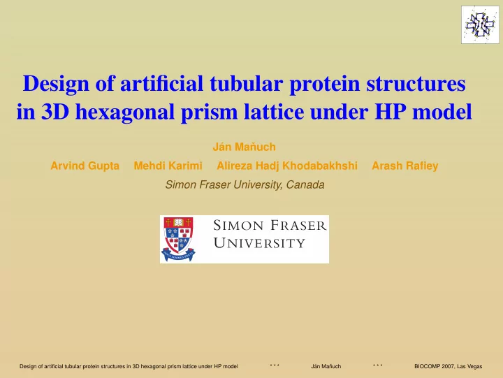 design of artificial tubular protein structures in 3d