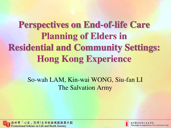 perspectives on end of life care planning of elders in