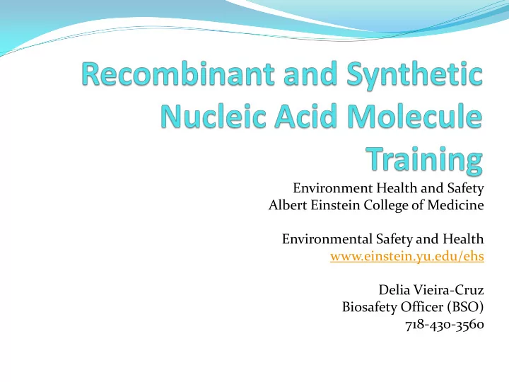 environment health and safety albert einstein college of