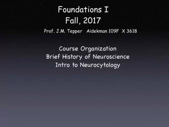 Foundations I  Fall, 2017  Prof. J.M. Tepper   Aidekman 109F  X 3618 Course Organization Brief