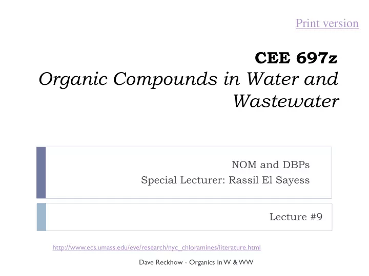 organic compounds in water and wastewater
