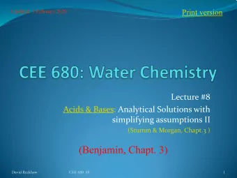 (Benjamin, Chapt. 3)  David Reckhow  CEE 680  #8  1  Question  What is the pH of a 10 -3 M