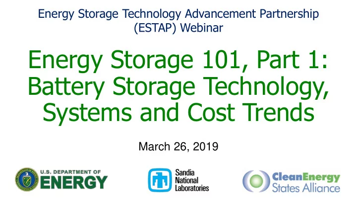 energy storage 101 part 1