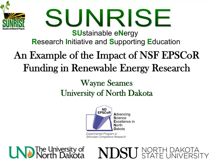 an ex example o of t the i impact ct o of n nsf ep epscor