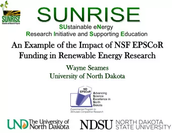 An Ex  Example o  of t  the I  Impact  ct o  of N  NSF EP  EPSCoR  Funding i  in R  Renewable En