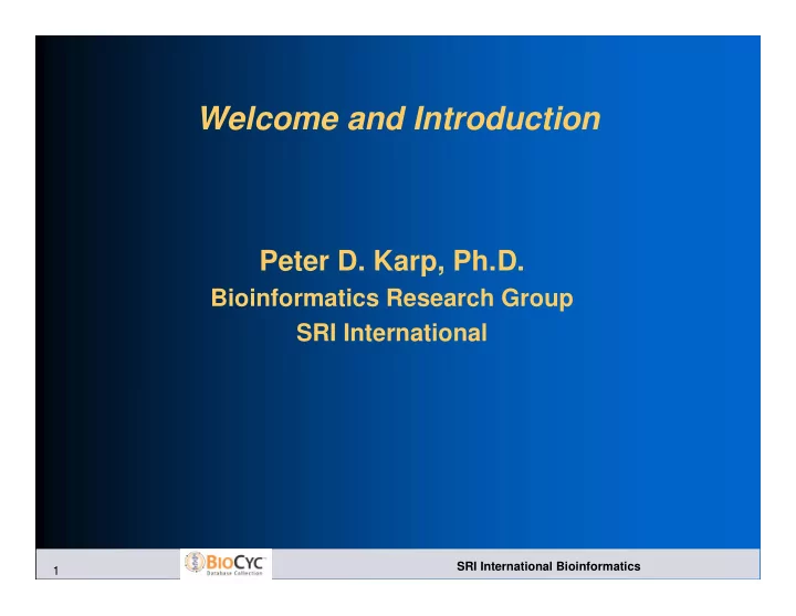 welcome and introduction