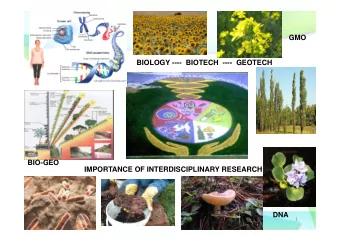 GMO  BIOLOGY ---- BIOTECH  ---- GEOTECH  BIO-GEO  IMPORTANCE OF INTERDISCIPLINARY RESEARCH  DNA  1