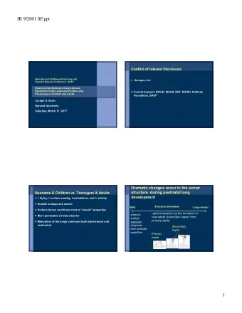JB 9/2001 SF.ppt  Conflict of Interest Disclosure  Neonatal and Childhood Pulmonary and