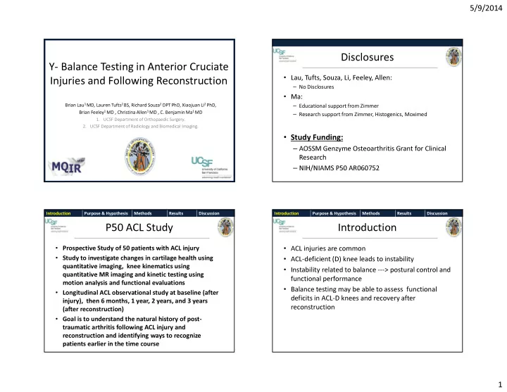 disclosures y balance testing in anterior cruciate