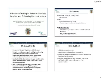 Disclosures  Y- Balance Testing in Anterior Cruciate  Lau, Tufts, Souza, Li, Feeley, Allen: