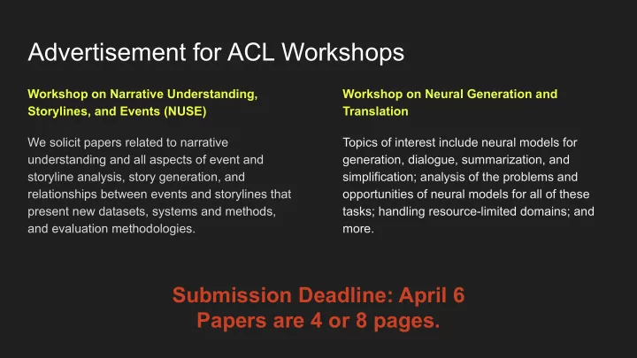 advertisement for acl workshops