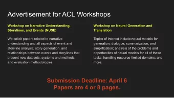 Advertisement for ACL Workshops  Workshop on Narrative Understanding,  Workshop on Neural