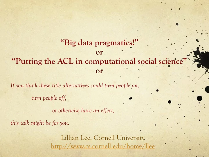 lillian lee cornell university