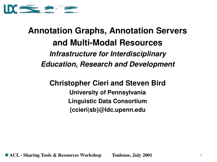 annotation graphs annotation servers and multi modal