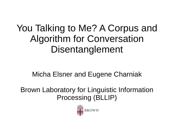 you talking to me a corpus and algorithm for conversation