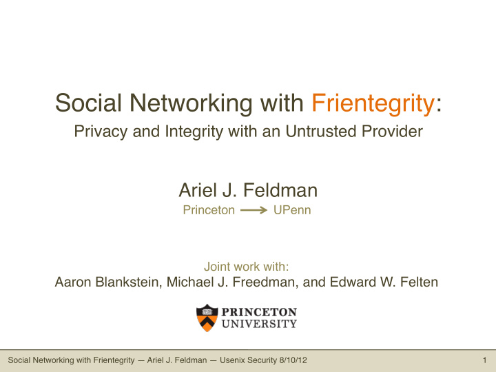 social networking with frientegrity