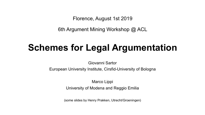 schemes for legal argumentation