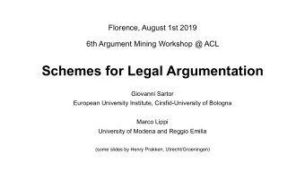 Schemes for Legal Argumentation  Giovanni Sartor  European University Institute, Cirsfid-University