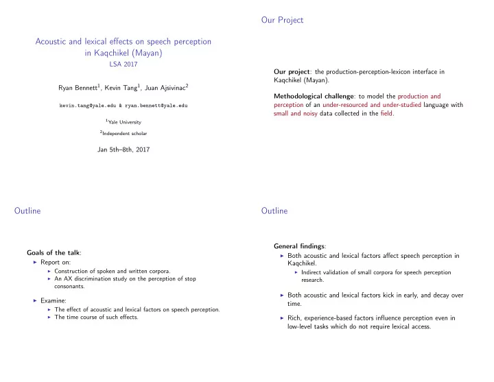 our project acoustic and lexical effects on speech