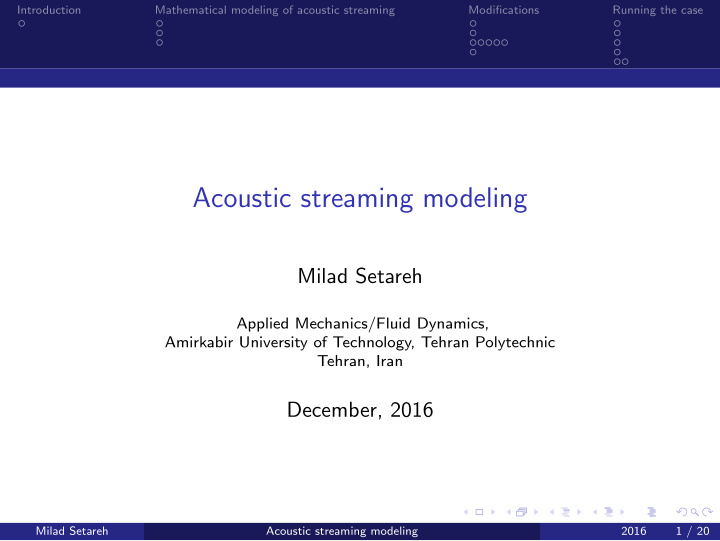 acoustic streaming modeling