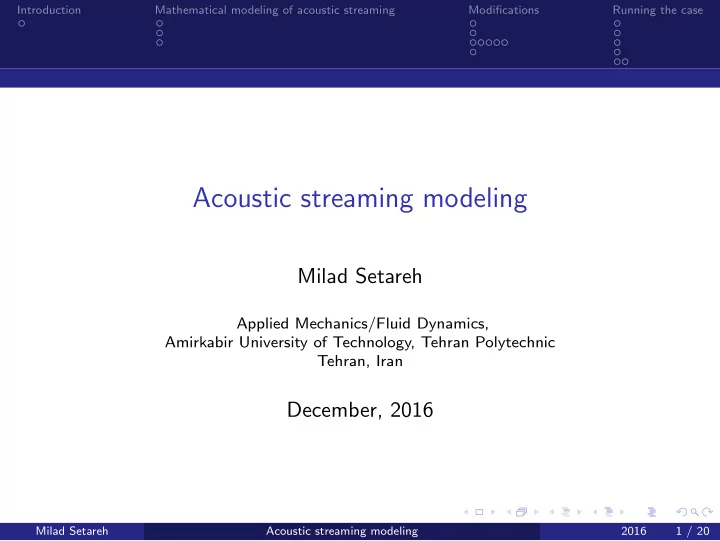 acoustic streaming modeling