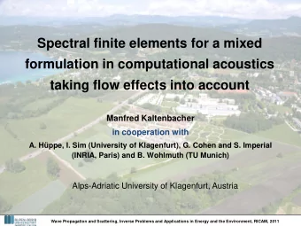 Manfred Kaltenbacher  in cooperation with  A. Hppe, I. Sim (University of Klagenfurt), G. Cohen