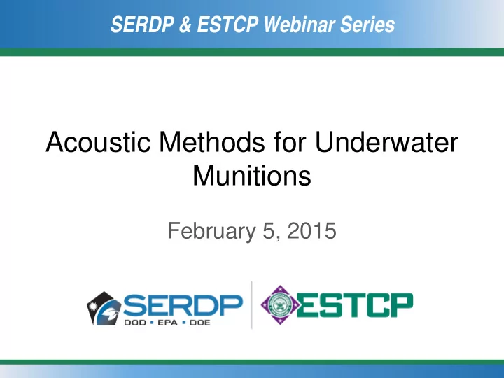 acoustic methods for underwater munitions