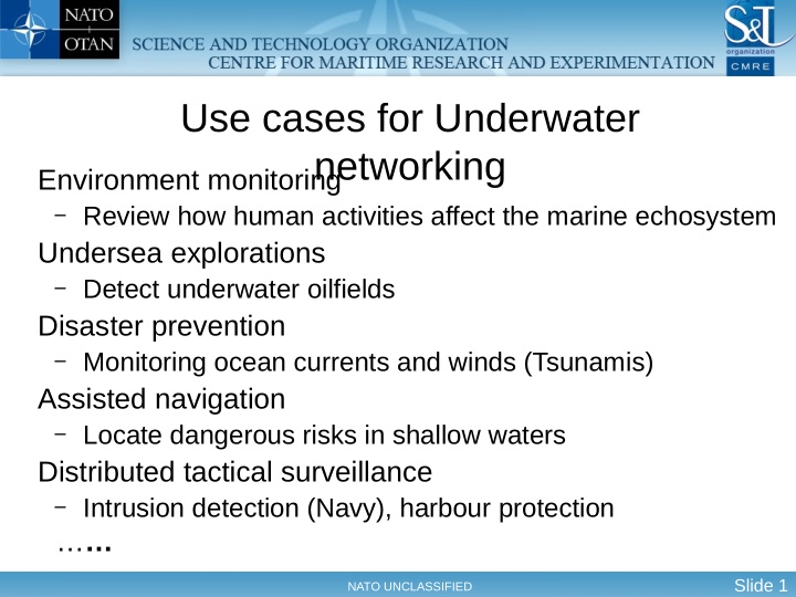 use cases for underwater networking