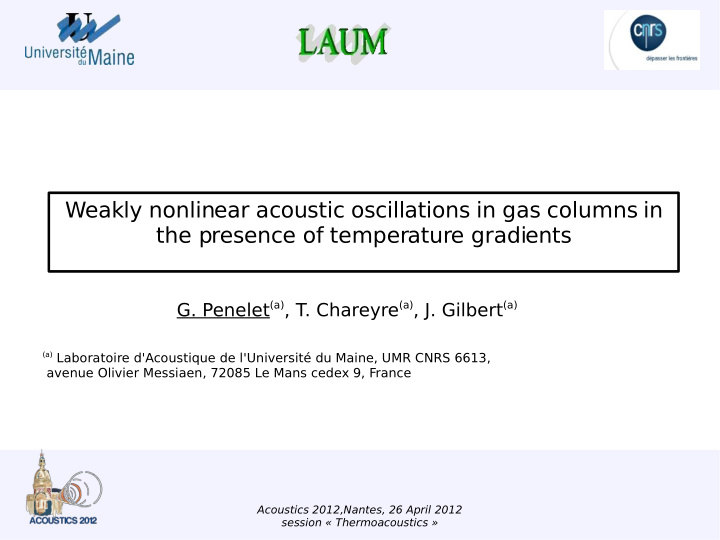 weakly nonlinear acoustic oscillations in gas columns in