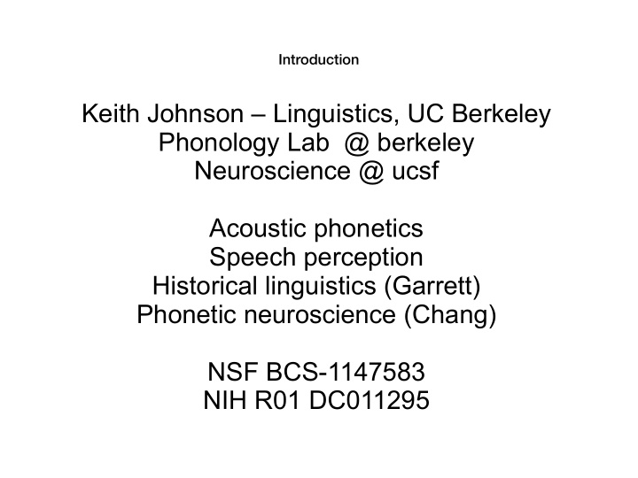 keith johnson linguistics uc berkeley phonology lab