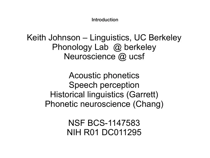 keith johnson linguistics uc berkeley phonology lab