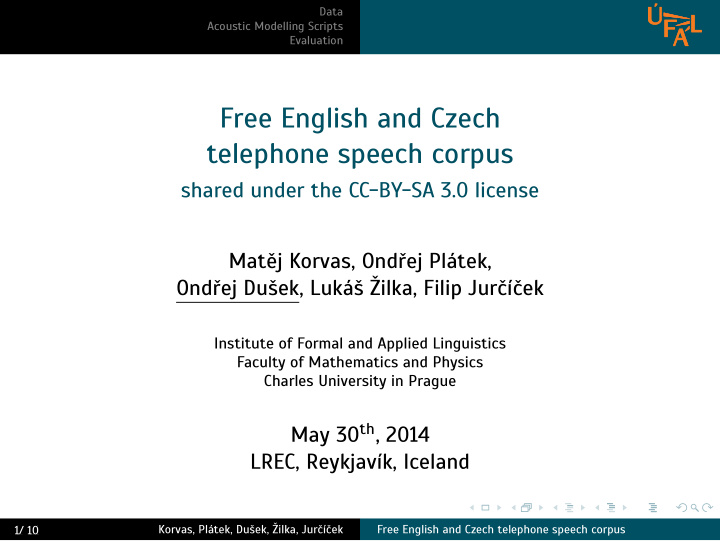 free english and czech telephone speech corpus