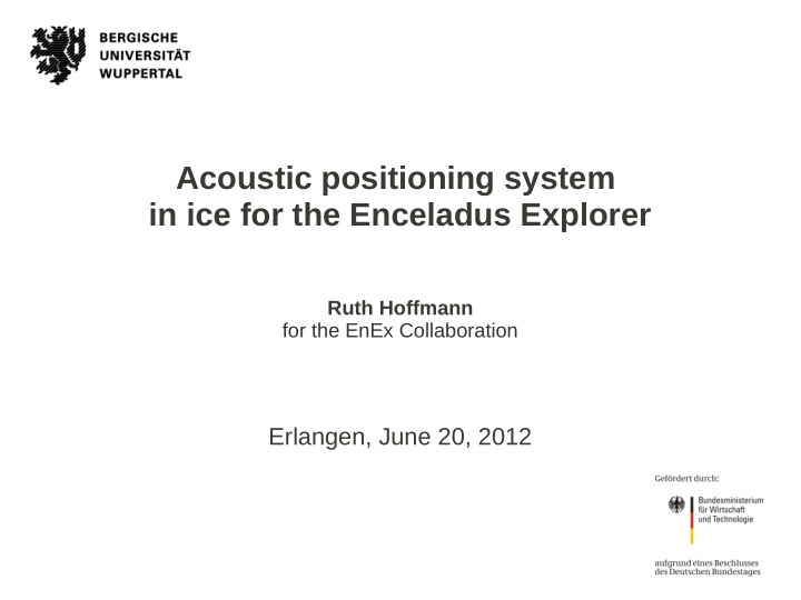acoustic positioning system in ice for the enceladus