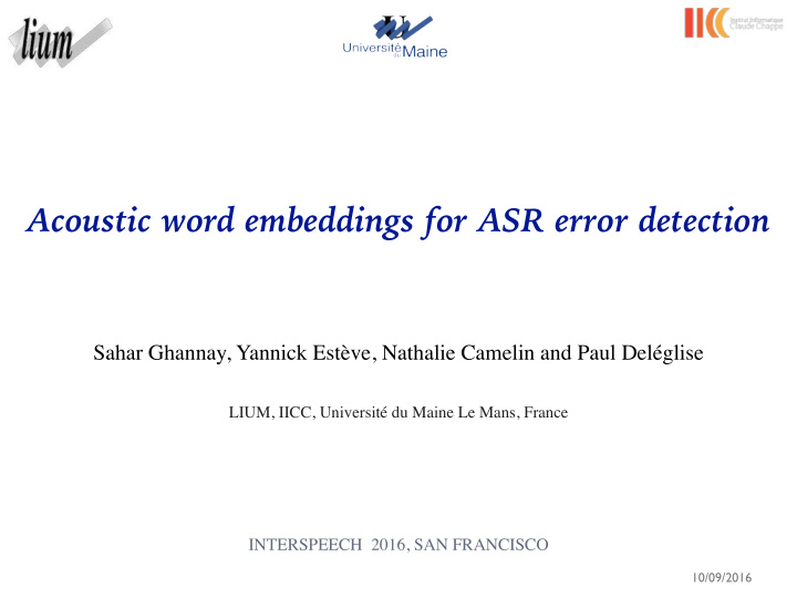 acoustic word embeddings for asr error detection