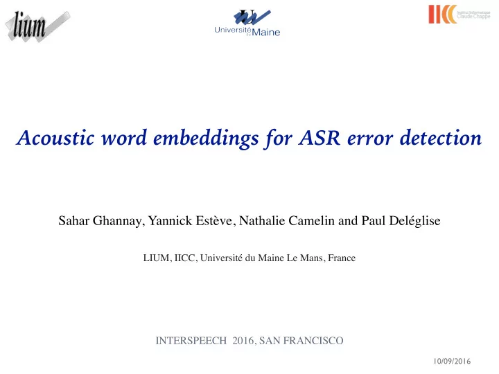 acoustic word embeddings for asr error detection