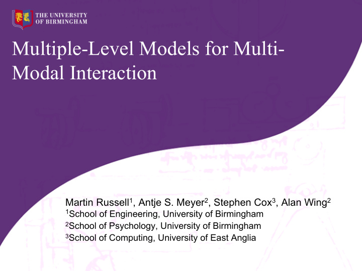 multiple level models for multi modal interaction