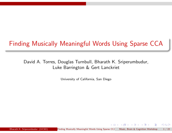 finding musically meaningful words using sparse cca