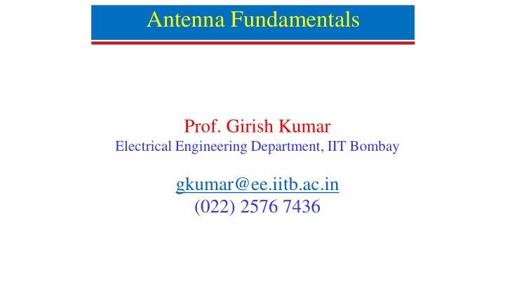 antenna fundamentals