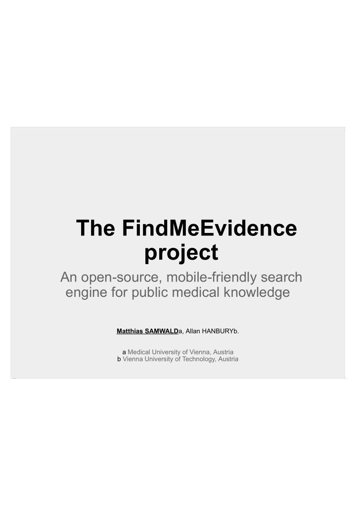the findmeevidence project