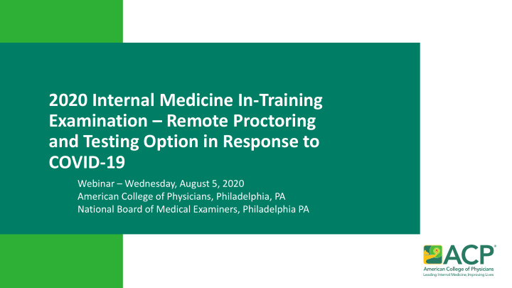 2020 internal medicine in training examination remote