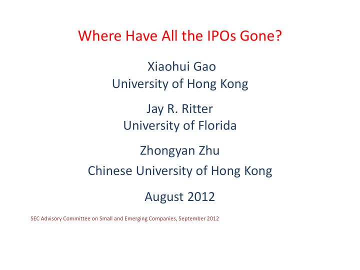 where have all the ipos gone