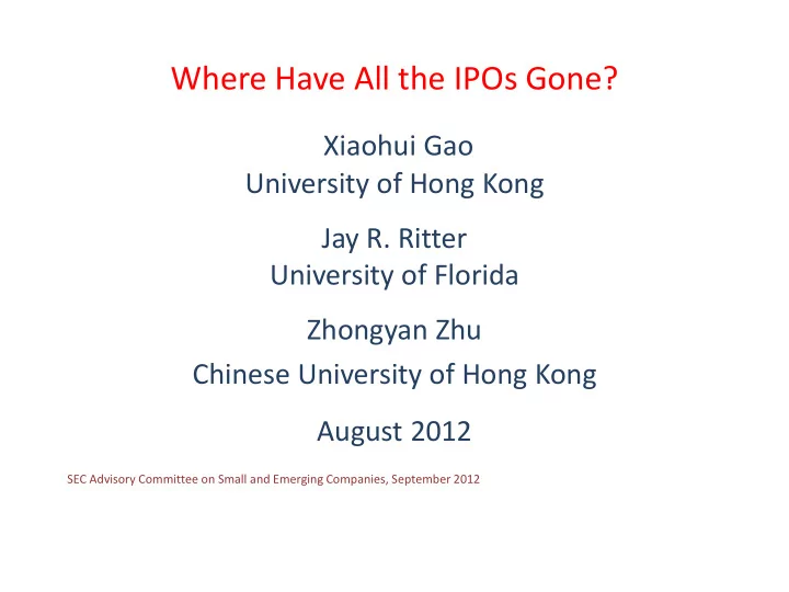 where have all the ipos gone