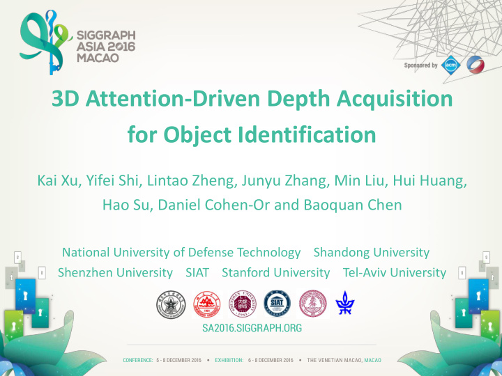 3d attention driven depth acquisition for object