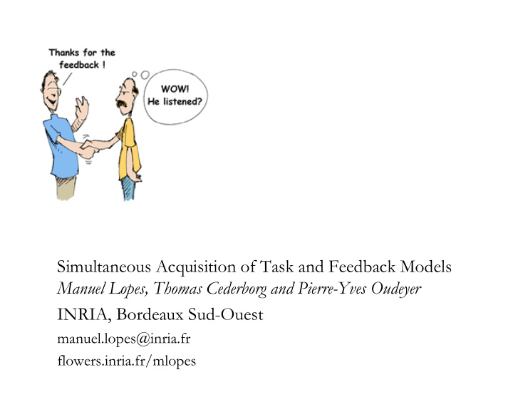 simultaneous acquisition of task and feedback models q